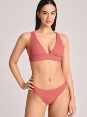 Vitamin A Rose Clay Ribbed V-Neck Bikini